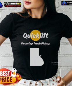 Original Quicklift Doorstep Trash Pickup Ladies Tee featuring a stylish design for eco-conscious women.