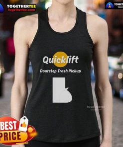 Original Quicklift Doorstep Trash Pickup tank top featuring a stylish design for eco-conscious individuals.