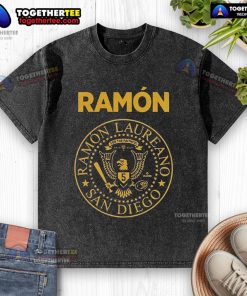 Alt Text: Original Ramon Laureano San Diego Baseball MLBPA washed t-shirt displayed on a wooden surface, showcasing vibrant design.
