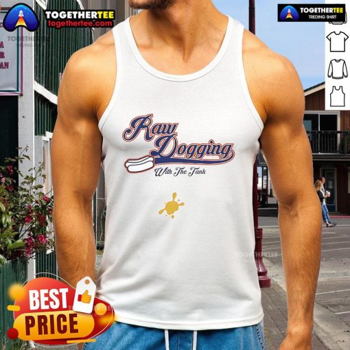 Original raw dog wearing a tank top, showcasing a playful and stylish look for pets in a vibrant outdoor setting.