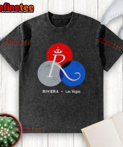 Vintage washed t-shirt featuring the Original Riviera Hotel Las Vegas logo, perfect for retro fashion enthusiasts.