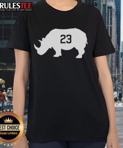 Original Ryne Sandberg Chicago Cubs baseball tee for women featuring 'The Ryno Rhino 23' design in vibrant colors.