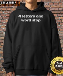 Original Shoosh Movement 4 Letter One Word Stop Hoodie in black, showcasing a stylish and comfortable streetwear design.