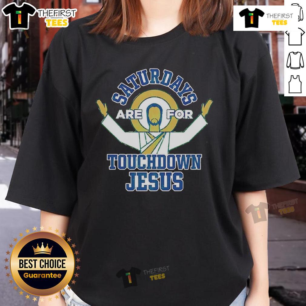 Original Smack Apparel Saturdays Touchdown Jesus Ladies Tee Original Smack Apparel Saturdays Touchdown Jesus Ladies Tee featuring a vibrant design perfect for game day.