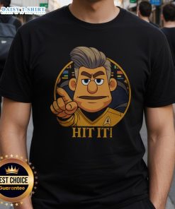 Original Star Trek Cartoon Captain Hit It! Sci-Fi Parody T-Shirt featuring colorful graphics and iconic characters.
