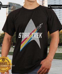 Original Star Trek Series Retro Striped Logo T-Shirt featuring a colorful vintage design for fans of the classic sci-fi show.