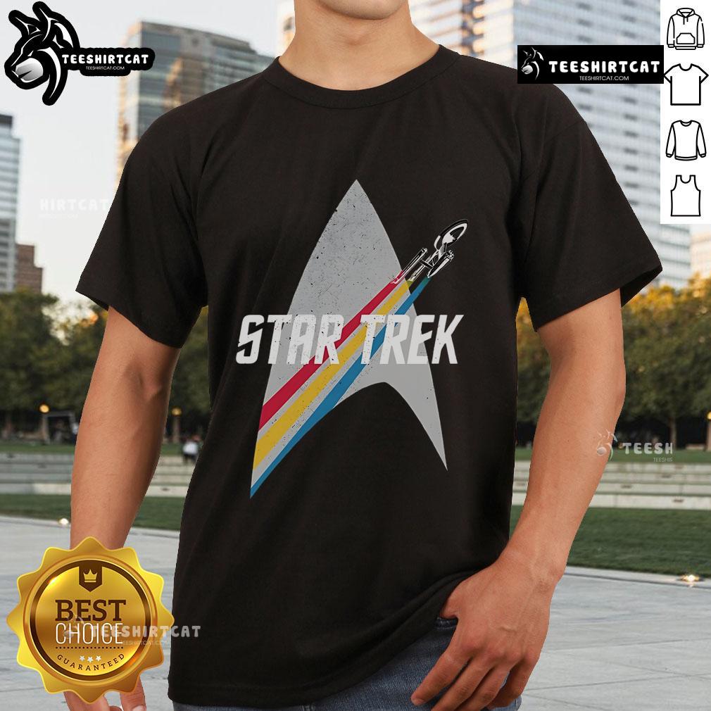 Original Star Trek Series Retro Striped Logo T Shirt Original Star Trek Series Retro Striped Logo T-Shirt featuring a colorful vintage design for fans of the classic sci-fi show.