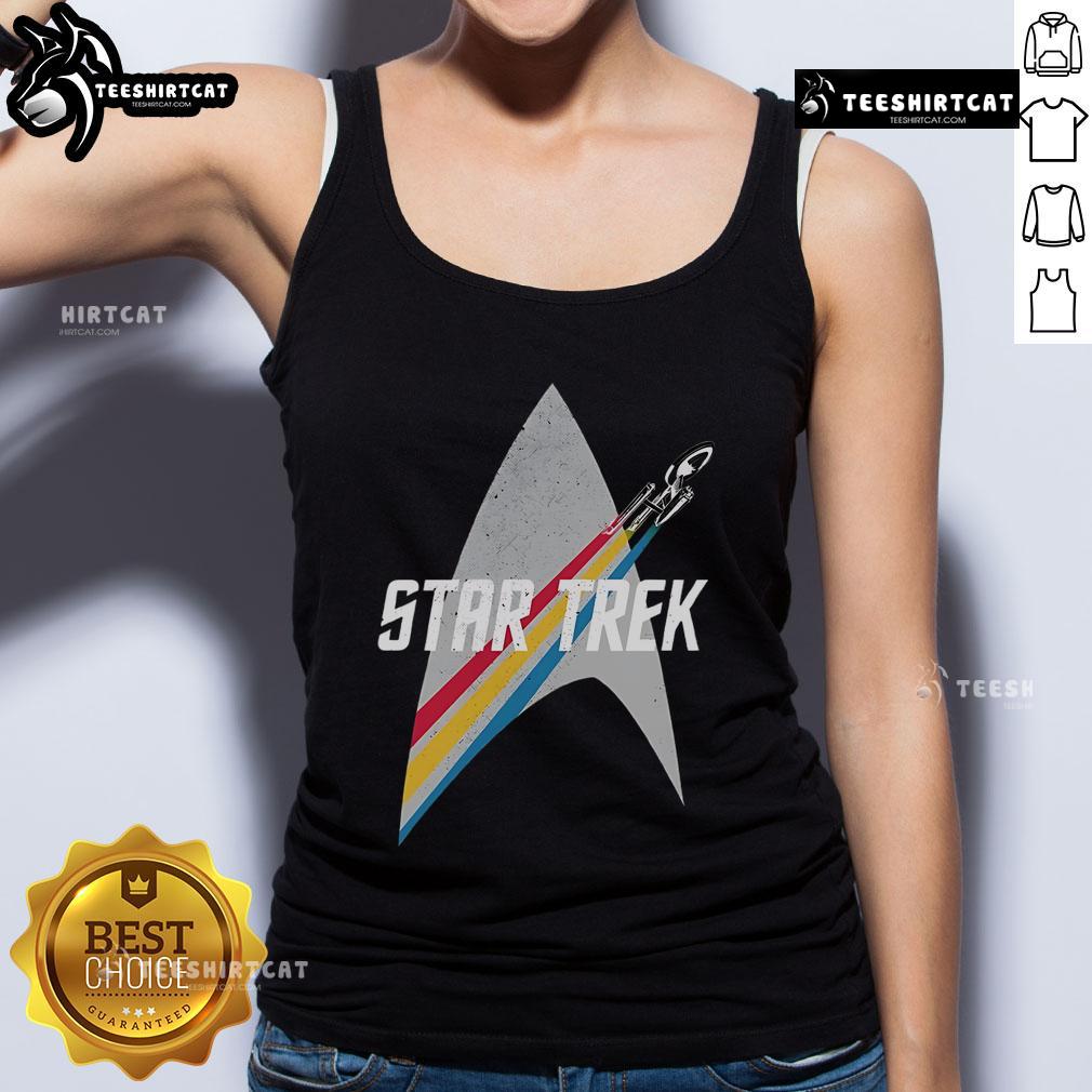 Original Star Trek Series Retro Striped Logo Tank Top Original Star Trek Series retro striped logo tank top in vibrant colors, perfect for fans of classic sci-fi apparel.