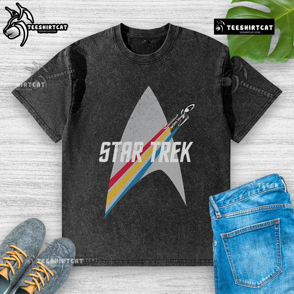 Original Star Trek Series Retro Striped Logo Washed T Shirt Original Star Trek Series retro striped logo washed t-shirt featuring vibrant colors and a classic design for fans.