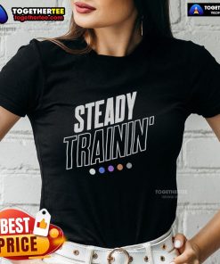 Alt Text: Original Steady Trainin logo on a stylish ladies tee, perfect for fitness enthusiasts and casual wear.