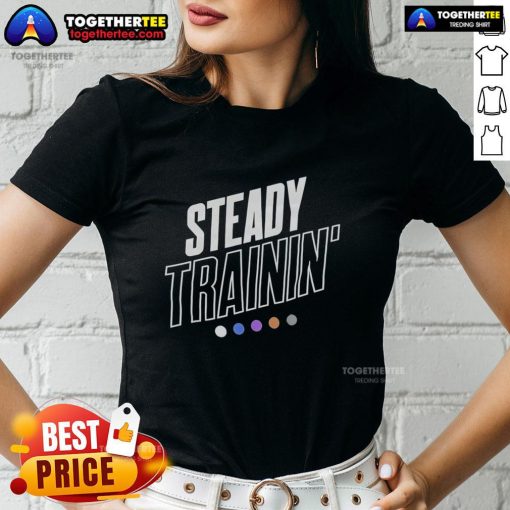 Alt Text: Original Steady Trainin logo on a stylish ladies tee, perfect for fitness enthusiasts and casual wear.