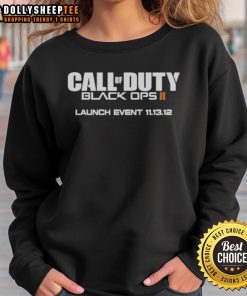 Alt Text: Original Tdawg Call of Duty Black Ops II launch event sweatshirt from November 13, 2012, featuring iconic game graphics.
