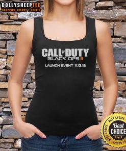 Alt Text: Original Tdawg Call of Duty Black Ops II launch event tank top design from 11.13.12 featuring iconic game graphics.
