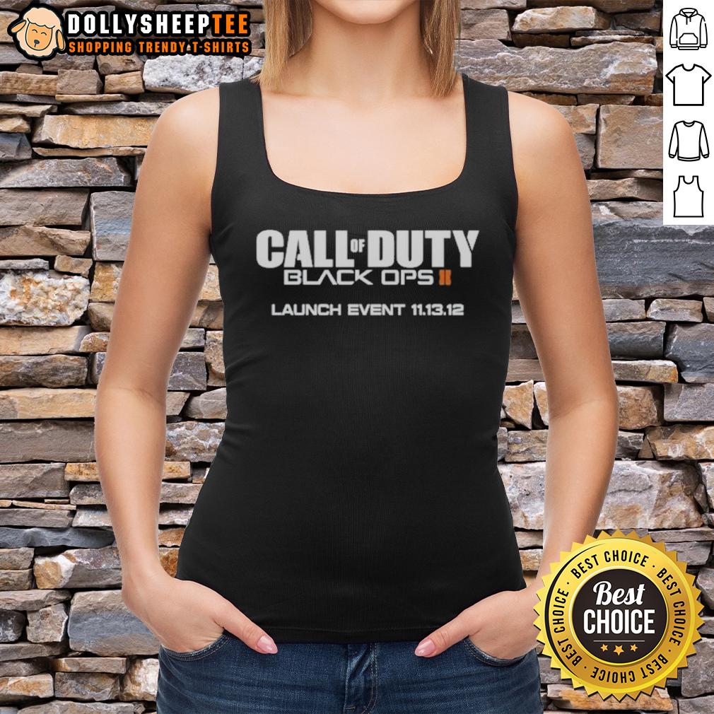 Original Tdawg Call Of Duty Black Ops Ii Launch Event 11.13.12 Tank Top Alt Text: Original Tdawg Call of Duty Black Ops II launch event tank top design from 11.13.12 featuring iconic game graphics.