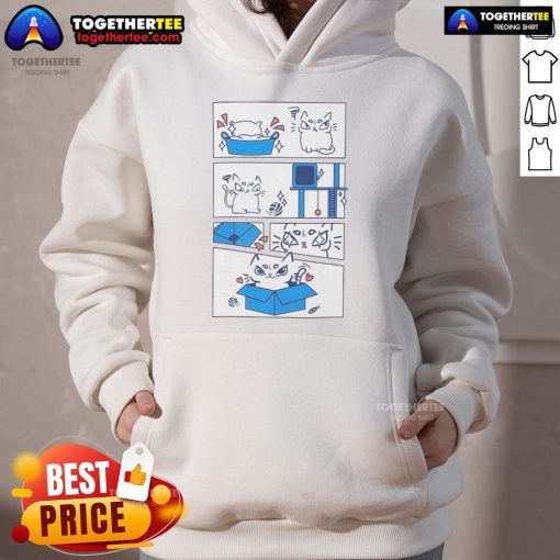 Original The Cat in a cozy box wearing a cute hoodie, showcasing his love for comfort and style.