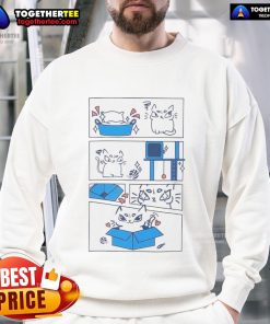 Alt Text: Original The Cat and His Love of the Box Ure Cute Sweatshirt featuring a playful cat design in a cozy fit.