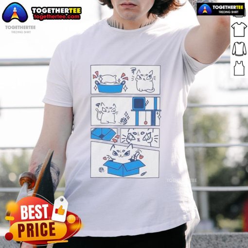 Alt Text: Cute The Cat And His Love Of The Box t-shirt featuring an adorable cat graphic, perfect for feline lovers.