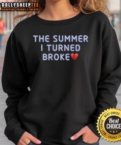 Original The Summer I Turned Broke sweatshirt in vibrant colors, perfect for casual summer outings and stylish layering.
