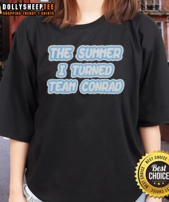 Alt Text: Original The Summer I Turned Team Conrad SS3 Ladies Tee featuring stylish design and vibrant colors for summer wear.