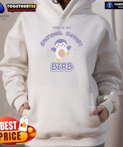 Original 'This Is My Emotional Support Birb Finch' hoodie featuring a colorful finch design, perfect for bird lovers.