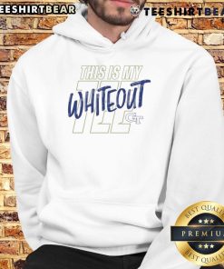 Alt Text: White Georgia Tech logo hoodie featuring 'This Is My Tee' design, perfect for fans and casual wear.
