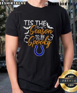 Alt Text: Original Tis The Season To Be Spooky Indianapolis Colts T-Shirt featuring festive Halloween-themed design.