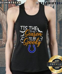 Alt Text: Original Tis The Season To Be Spooky Indianapolis Colts tank top featuring Halloween-themed design.