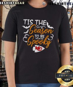 Original Tis The Season To Be Spooky Kansas City Chiefs Ladies Tee featuring a festive design for fans.