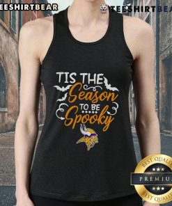Original Tis The Season To Be Spooky Minnesota Vikings Tank Top featuring festive design for fans celebrating Halloween.