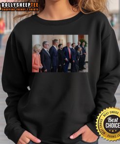Original Trump Zelenskyy and European Leaders Meeting Sweatshirt featuring a unique graphic design for political apparel.