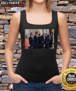 Original Trump, Zelenskyy, and European leaders meeting on tank top design, showcasing key political figures.