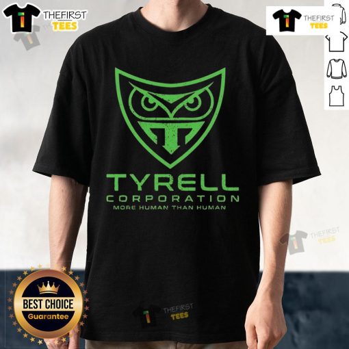 Original Tyrell Corporation More Human Than Human T-Shirt featuring iconic design from Blade Runner movie.