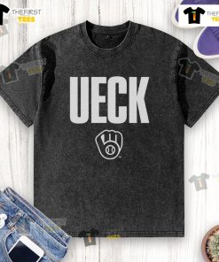 Original Ueck Milwaukee Brewers Bob Uecker washed t-shirt featuring vintage design and team logo.