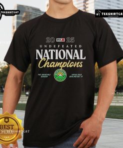 Alt Text: Original Vermont Green FC 'The Undefeated National Champions 2025' T-Shirt design showcasing team pride and spirit.