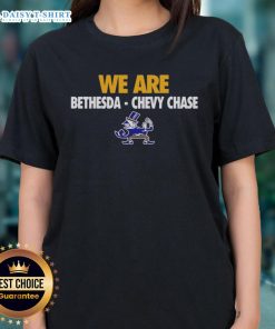 Alt Text: Original We Are Bethesda Chevy Chase mascot ladies tee featuring a vibrant design and comfortable fit for stylish fans.