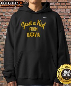 Original West Virginia Mountaineers hoodie featuring 'Just A Kid From Batavia' design, perfect for fans.
