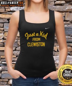 Original West Virginia Mountaineers tank top featuring 'Just A Kid From Clewiston' design, perfect for fans and summer wear.