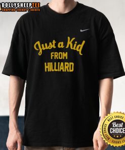 Original West Virginia Mountaineers 'Just A Kid From Hilliard' T-Shirt showcasing team spirit and hometown pride.
