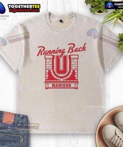 Original Wisconsin Badgers running back Madison washed t-shirt showcasing team spirit and athletic style.