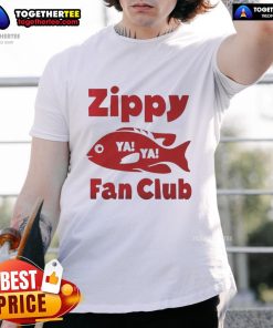 Alt Text: Original Zippy Fish Fan Club Footy T-Shirt featuring vibrant colors and a playful design, perfect for fans.