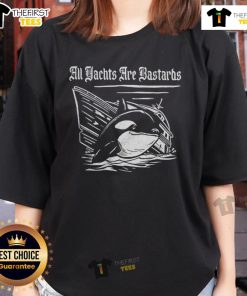 Premium All Yachts Are Bastards Killer Whale Ladies Tee featuring a stylish whale graphic on a comfortable t-shirt.