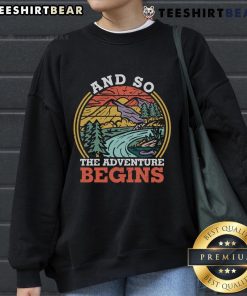 Premium retro vintage sunset sweatshirt featuring a unique adventure theme, perfect for casual wear.