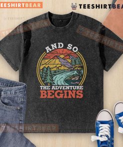 Premium retro vintage sunset washed t-shirt featuring adventure-themed graphic design for stylish casual wear.