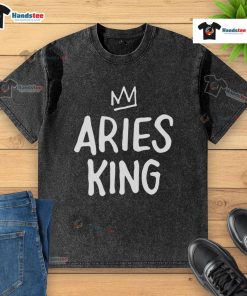 Premium Aries King Washed T-Shirt in soft fabric, featuring a stylish design perfect for casual wear.