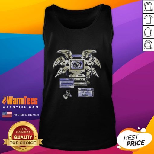 Alt Text: Premium Biblically Accurate Angel System Error graphic on a retro tank top, showcasing unique computer-themed design.