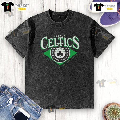 Alt Text: Premium Boston Celtics NBA washed t-shirt featuring a vintage design and comfortable fit for basketball fans.