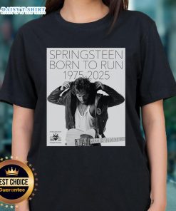 Premium Bruce Springsteen Born to Run 50th Anniversary Poster Ladies Tee featuring iconic album art and vibrant colors.