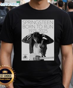 Premium Bruce Springsteen Born To Run 50th Anniversary Poster T-Shirt featuring iconic album art and vibrant colors.