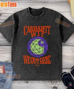 Premium Carhartt WIP We Out Here Merch 2025 washed t-shirt displayed on a hanger, showcasing its stylish design and quality.