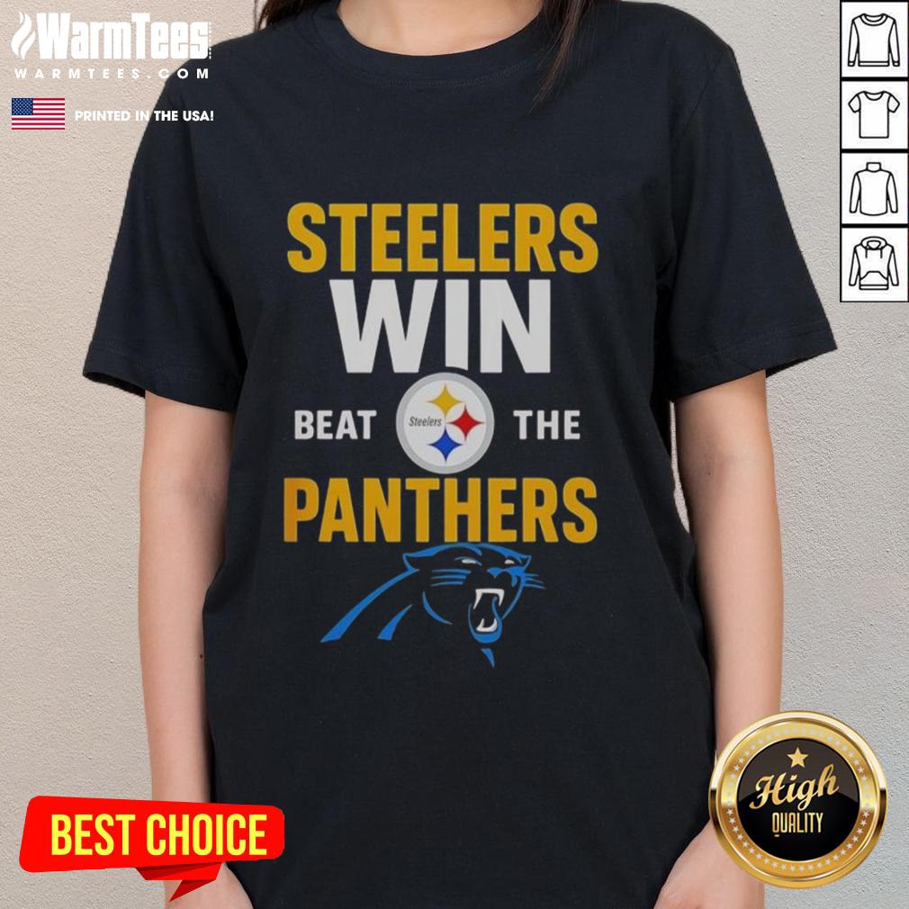 Premium Carolina Panthers Win Beat The Pittsburgh Steelers Nfl 2025 Cartoon Ladies-Tee Premium Carolina Panthers Win vs Pittsburgh Steelers NFL 2025 cartoon ladies tee featuring vibrant team graphics.